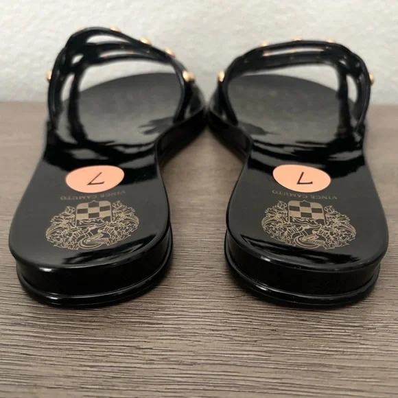 Vince Camuto • Carron Jelly Slide Sandals - Black w/ Gold Studs, Women’s Size 7 - Picture 7 of 14